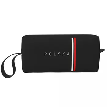 Дамски косметичка с флага на Полша, органайзер за козметика за пътуване, сладко чанта за съхранение на тоалетни принадлежности Polska Polish Pride