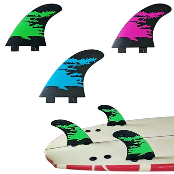 Лилаво/Синьо / Зелено Кратък Перка За сърфиране FCS Мъничета За Перките, M Размер Tri Fibreglass Surf Fin Подруливающее устройство С Двойни первази G5 Surfboard Fin