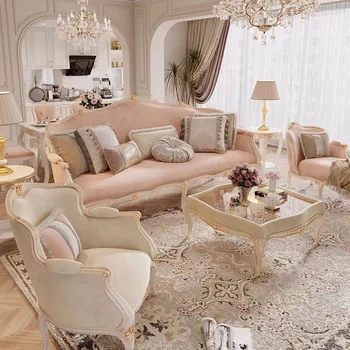 Луксозен Френски диван, спалня Дизайн, Розово, Уникална Хол, Ъглов диван, Ресторант Подлакътници, Салон Meuble, Съвременни мебели