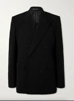 23 Пролет-есен нова оборудвана всекидневен костюм черен силует плюс размер на сако по поръчка