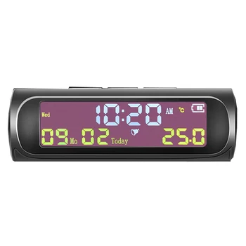 Цифров часовник AN01 Черен цвят с висока датата на температурата Автомобилни Цифрови Часовници с LCD дисплей Слънчеви Автоматично Аксесоари