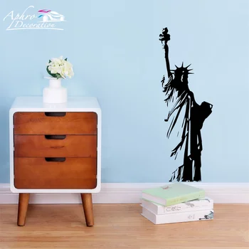 Vinyl стикер на стената голям размер, Ню Йорк Статуята на Свободата, САЩ, Стикер за дома Freedom Art Decor, Хол, спалня