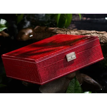 Двупластова кутия за съхранение на бижута от кожа на алигатор, гривни, обеци, ковчег за бижута, колие, пръстен, ковчег за бижута, многослойни бижута b