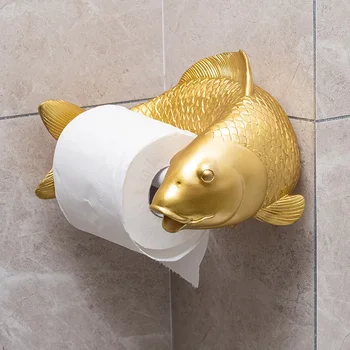 Статуята Koi Рибни Занаят, Държач за тоалетна хартия-Закачалка за кърпи Стенни Държач за тоалетна хартия за баня Без перфорация