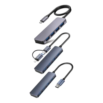 USB C Хъб USB Алуминий Тип C/USB 4-портов USB адаптер Високоскоростен