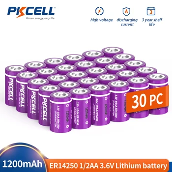 30ШТ Литиева батерия PKCELL 3,6 В 1/2 AA ER14250, неперезаряжаемые батерии, газомера, играчка аларма, клетка сензор прозорец