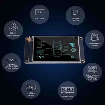 -Инчов сензорен LCD дисплей NEXTION HMI NX4832K035 с 3,5-Инчов Резистивен Дисплей, Подобрена серия UASRT TFT LCD Модул