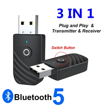 3 В 1 Безжична Bluetooth адаптер Предавател-приемник, 3.5 мм AUX USB ключ, аудиоадаптер за разговори със свободни ръце в колата, музикален говорител
