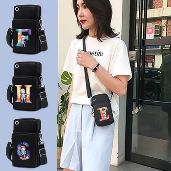 Холщовая чанта за мобилен телефон, малка чанта през рамо, дамска чанта, чанта за мобилен телефон, пътна чанта с писмото модел астронавти