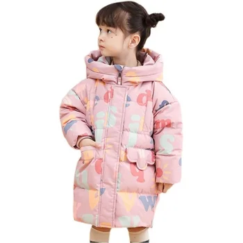 Зимни якета за момичета и момчета, топли непромокаеми бебешки дълги якета, детски зимни дрехи с герои от анимационни филми, детски термобарка 1-8 години