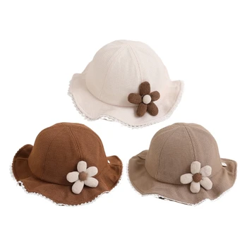 Прекрасна детска солнцезащитная шапка с цветя за бебета и малки деца, широка периферия градинска рибарска шапка, тъканно шапка за момичета и момчета