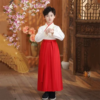 2024 Hanfu Dress Детски Традиционни китайски танцови костюми, Коледна дрехи, представяне на народни танци, Коледни рокли за момичета и момчета
