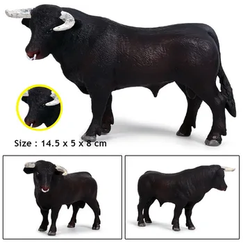 Оригинален светът на дивите животни, модел на ферма за едър рогат добитък Black Bull Buffalo, фигурки, дребни са подбрани играчка за деца