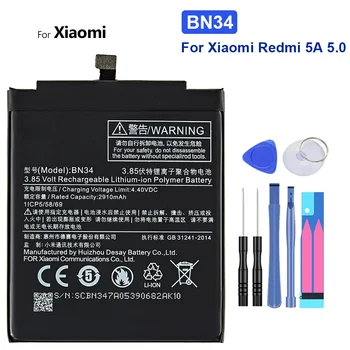 Преносимото Батерия BN34 за Xiaomi Redmi 5A Xiao mi Redmi5A 2910mAh BN 34 BN-34 с Код за проследяване