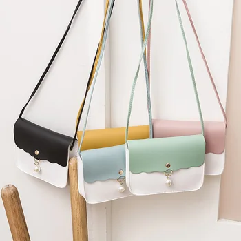 Ежедневните малки квадратни чанти в контрастен цвят от изкуствена кожа, чанти през рамо, нова чанта за мобилен телефон, прости, универсални дамски чанти
