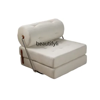 Разтегателен диван в хола, Кремаво стил Мързелив диван-стол Tofu Block Стол за почивка