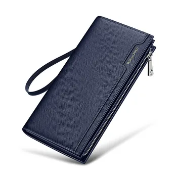 Мъжки висококачествена чанта, кожена дълъг портфейл, модни и персонални чанта за мобилен телефон, мултифункционален държач за карти