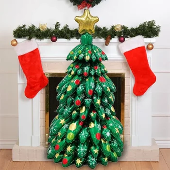 4D Коледно дърво от алуминиево фолио, балон, Коледна украса, Коледна декорация за дома, Ноел Навидад, С Нов 2024 година