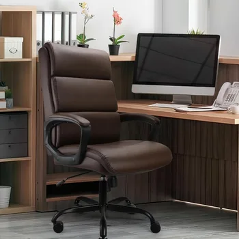 Компютърен стол с тапицерия от ламинирани кожата, играе офис стол на колела, Ергономични и Удобни мебели