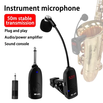 Професионален Безжичен инструмент Саксофон Микрофон Безжичен Приемник Предавател, обхват 160 фута, Щепсела и да Играе, чудесно за Тръби
