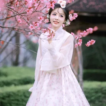 Корейското Традиционната рокля Ханбок, Женско Качество Рокля С цветен модел И Дълги ръкави, Истински Придворное Дълга рокля, Заснемане на Снимки на Принцеса-Беглянки