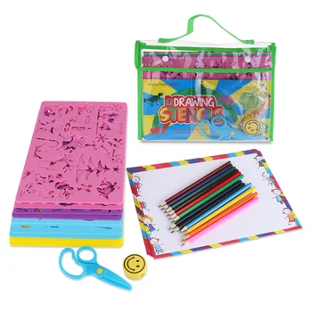 Шаблони за рисуване за деца, Коледни изделия, Пособия за рисуване и оцветяване, за обучение на подарък за момчетата с цветни моливи, хартия за рисуване