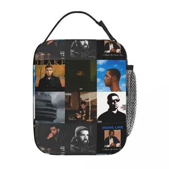 Ретро албум Music Drake, изолирано чанта за обяд, кутия за съхранение на продукти, преносим охладител, термална кутия за bento за училището офис