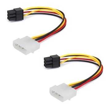 Захранващ кабел 2X с 4-Пинов Конектор и 6-Контактен Съединител За Адаптер, Pcie PCI Express