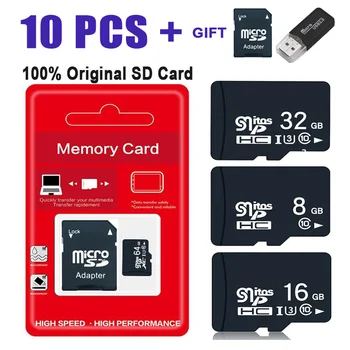 10ШТ TF Карта Class10 128 GB, 256 GB Карта памет от 32 GB, 64 GB 16G SD Карта 8G 4 GB 2 GB Micro Flash Карта с Памет за Цифрови Устройства