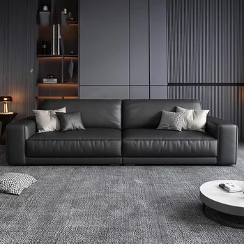 Черен диван за дневна в Скандинавски стил, Италиански минимализъм, хотелска мебел, мека мебел облегалка, Офис мебели за всекидневната