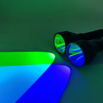 Зелено, синьо светещи ескорт L21B с фенерче GETIAN Led thrower 21700, фенер на далечни разстояния, подходящ за лов