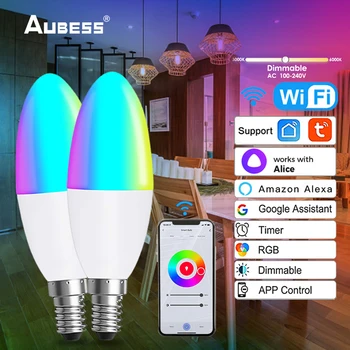 Led крушка SASHA Smart WiFi RGB с регулируема яркост Магически електрически крушки с гласов контрол С възможност за синхронизация на лампи с Google Home Yandex Алис