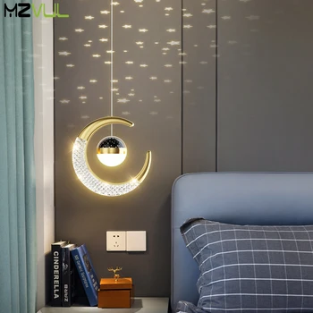 Окачен лампа Nordic Creative Moon LED, модерна проекционная таванна полилей, нощно шкафче за хола, вътрешна украса, окачена лампа