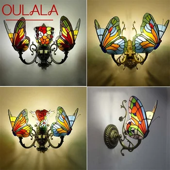 Стенни лампи TEMOU Тифани, аплици, модерни led лампа-пеперуда, вътрешни тела за украса на дома