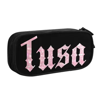 Розов молив случай Tusa Karol G, чанта за писалки, студентски голям офис за съхранение на козметични пеналов