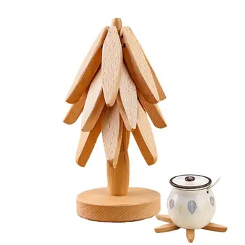 Дървена Поставка За Кухненски Грелок Дървени Кърпички За Изолация На Дървени Ястия Изолационен Мат Срещу Изгаряния Тенис На Мат За Чайника И