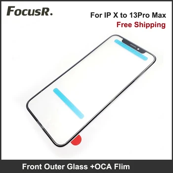 Предната Външна Стъклен Тъчпад С Лепилен Филм ЗЗД За iPhone X XR XS 11 12 Pro Max 13 mini Screen Ремонт на Обектив Резервни Части