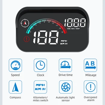 Цифров HUD Аларма за Превишаване на Скоростта Цифрови GPS за измерване на Скоростта на Автомобилния Централен Дисплей Проекторный Екран с Одометром Автомобилен GPS HUD LCD Дисплей