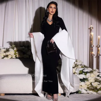 Секси лоскутные Бели / черни рокли на Русалка за бала, разкроена, арабски Дамски официални рокли на Русалка за официални събития, вечерна рокля