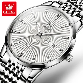 OLEVS 6653 Мъжки механични часовници, модни луксозни часовници, богат на функции прости модни часовници