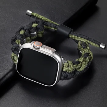 Найлонова Оплетка Каишка за Apple Watch Band 38/40/44/42 мм Ultra 49 мм Гривна за Apple Watch Series 8 7 6 5 4 SE Тъкани Гривна на китката