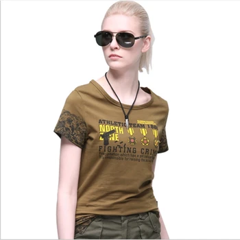 Градинска дамски тактическа тениска на военната стил, летни ежедневни ризи с къси ръкави, дишаща тениска за тренировки в сражение, спортна риза за къмпинг