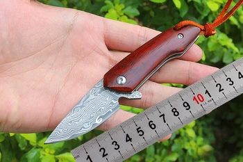 VG10 сгъваем нож Дамасское нож с дървена дръжка джоб походный ловен нож за тактически оцеляване, Универсални ножове EDC инструменти
