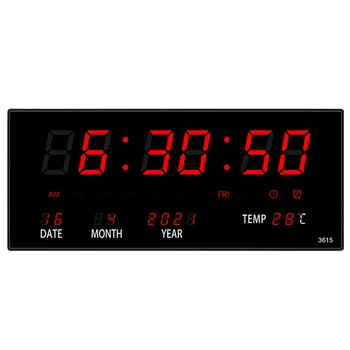Led Вечен Календар, цифров часовник, дигитални стенни часовници, аларма, Час борба място за звънене часовника, Настолни часовници за домашния офис, Червен