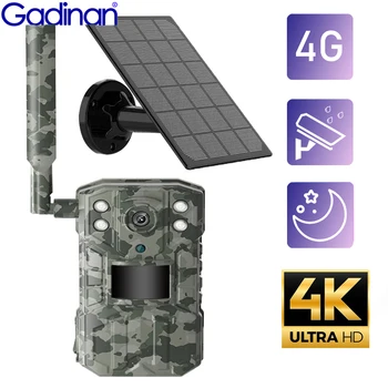 Gadinan 4G Solar Hunting Trail 4K Camera 14MP Водоустойчив 20-Метрова Камера за Откриване на Движение PIR За Дивата Природа с вашата СИМ-Карта за Нощно Виждане 30M