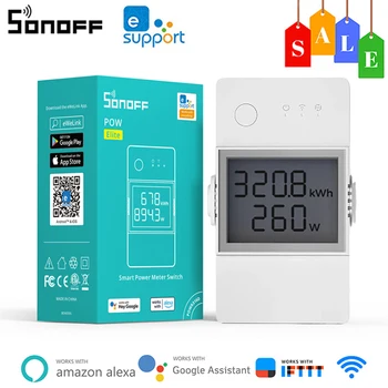 SONOFF POW Elite Smart Switch 16A / 20A електромера WiFi Smart Switch С LCD екран Работи с приложение на Алекса Google Home eWeLink