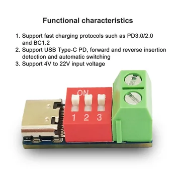 1БР USB Type-C PD PD Модул стръв QC Бързо Зареждане на Тестовата платка Регулируемо Напрежение САМ