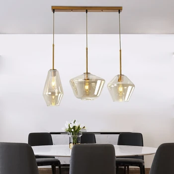 Модерните стъклени led висящи лампи Nordic Creative Окачен лампа в стил деко с регулируема височина, за да хол, спалня, вътрешни тела.