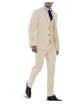 Мъжки костюми с шампанско, 3 предмет, Сватбен Оборудвана смокинг за бизнес мъже, Модни Официални Нови панталони за младоженеца, жилетка 2023 г.