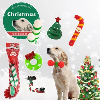 Коледен Отглеждане на Играчки За Кучета с Скрипучими Играчки Топки Коледа Игра Комплект За Разкъсване Грызущих на Зъбите С Съпротива Укусу Играчка за Дъвчене За Домашни Кучета